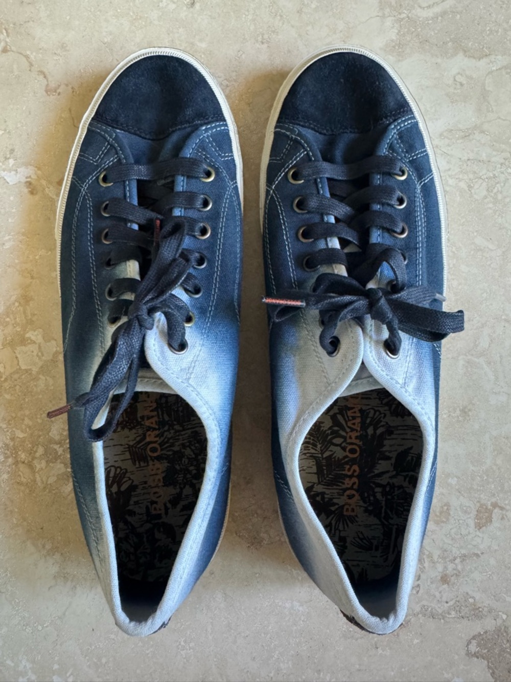 Men’s BOSS ORANGE Denim Blue Gradient Canvas Low-Top Sneakers